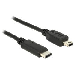DeLOCK 0.5m, USB2.0-C/USB2.0 Mini-B câble USB 0,5 m Mini-USB B USB C Noir