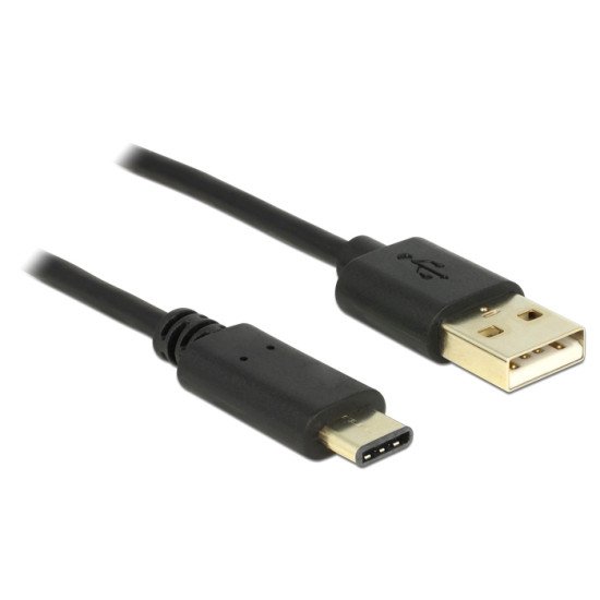 DeLOCK 2m, USB2.0-A/USB2.0-C câble USB 2.0 USB A USB C Noir