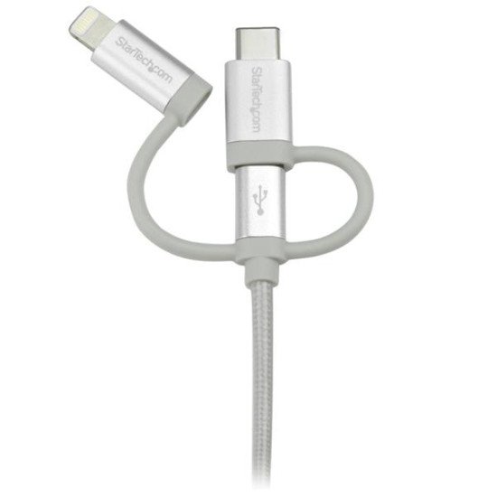 StarTech.com Câble multi chargeur USB de 1 m - Lightning USB-C Micro-B - Tressé