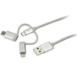 StarTech.com Câble multi chargeur USB de 1 m - Lightning USB-C Micro-B - Tressé StarTech.com Câble multi chargeur USB de 1 m - Lightning USB-C Micro-B - Tressé