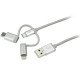 StarTech.com Câble multi chargeur USB de 1 m - Lightning USB-C Micro-B - Tressé