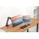 Manhattan Support de bureau pour TV/moniteurs (bras à ressort à Bras articulé), écrans 13" à 27", fixation à l'arrière par pince ou passe-câble, Compatibilité VESA : 75x75 et 100x100 mm (vérifiez les dimensions des quatre trous de fixation à l'a