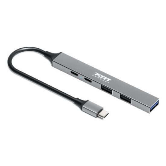 Port Designs 900163 hub & concentrateur USB Type-C 5000 Mbit/s Argent