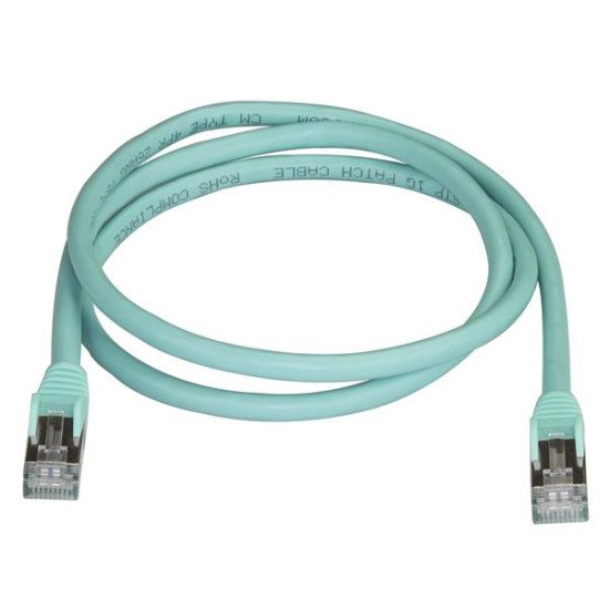 StarTech.com Câble réseau Cat6a STP blindé sans crochet de 1 m - Aqua