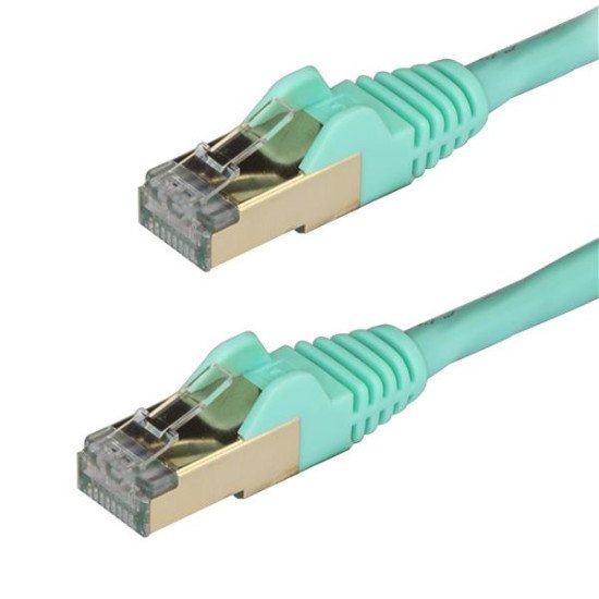 StarTech.com Câble réseau Cat6a STP blindé sans crochet de 1 m - Aqua