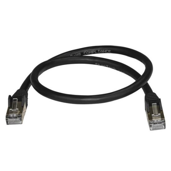 StarTech.com Câble réseau Cat6a STP blindé sans crochet de 50 cm - Noir