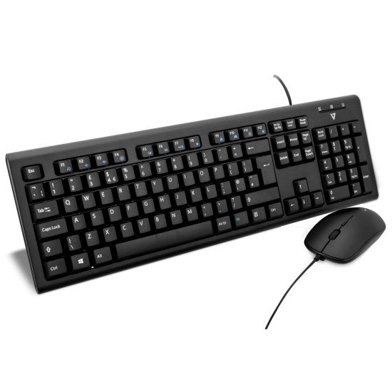 V7 Ensemble clavier filaire USB et souris avec adaptateur PS2 UK Noir