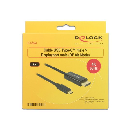 DeLOCK 85256 câble vidéo et adaptateur 2 m USB Type-C DisplayPort Noir
