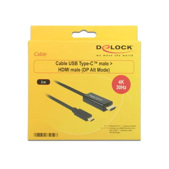 DeLOCK 85259 câble vidéo et adaptateur 2 m USB Type-C HDMI Noir DeLOCK 85259 câble vidéo et adaptateur 2 m USB Type-C HDMI Noir