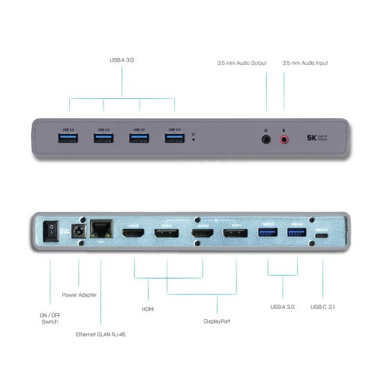 i-tec Station d'accueil universelle USB-A 3.0 / USB-C 5K 60Hz