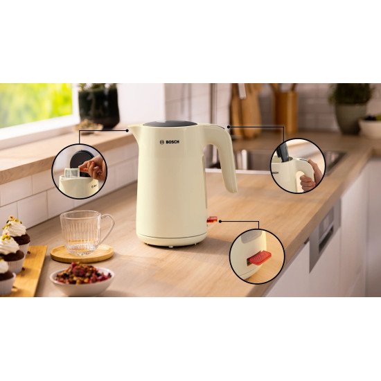 Bosch MyMoment bouilloire 1,7 L 2400 W Crème, Gris