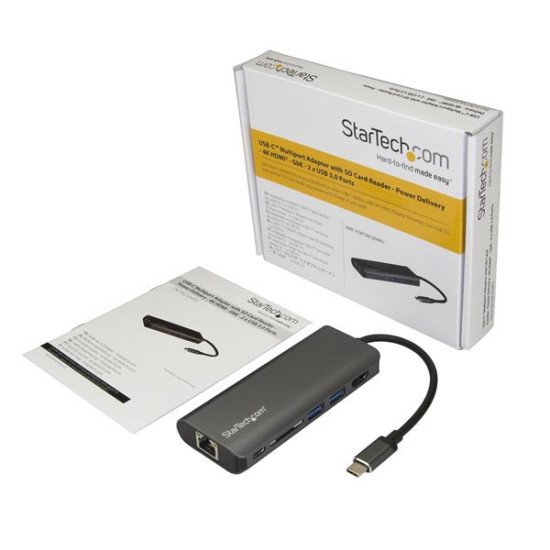 StarTech.com Adaptateur multiport USB-C - Lecteur de carte mémoire SD HDMI 4K - GbE - 2x USB 3.0