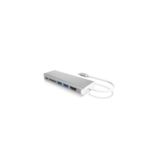 ICY BOX IB-DK4034-CPD Avec fil USB 3.2 Gen 1 (3.1 Gen 1) Type-C Argent, Blanc