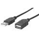 Manhattan Rallonge USB-A vers USB-A, 1 m, mâle vers femelle, 480 Mbit/s (USB 2.0), noir, garantie à vie, équivalent à USBEXTAA3BK
