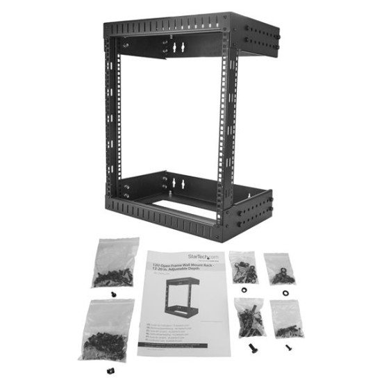 StarTech.com Rack serveur mural 12U - Armoire réseau à cadre ouvert - Profondeur de 30 à 50 cm