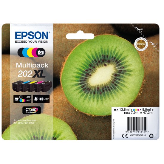 Epson C13T02G74010 Cartouche d'encre Multipack 5-colours 202XL Claria Premium Ink