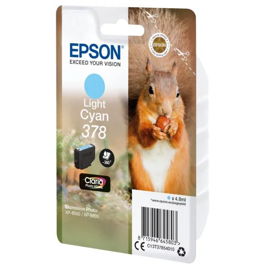 Epson Squirrel Singlepack Light Cyan 378 Claria Photo HD Ink Epson Squirrel Singlepack Light Cyan 378 Claria Photo HD Ink
