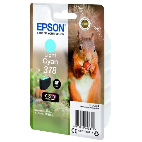 Epson Squirrel Singlepack Light Cyan 378 Claria Photo HD Ink Epson Squirrel Singlepack Light Cyan 378 Claria Photo HD Ink