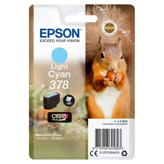 Epson Squirrel Singlepack Light Cyan 378 Claria Photo HD Ink Epson Squirrel Singlepack Light Cyan 378 Claria Photo HD Ink