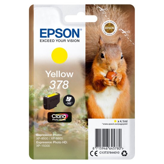 Epson Squirrel Singlepack Yellow 378 Claria Photo HD Ink