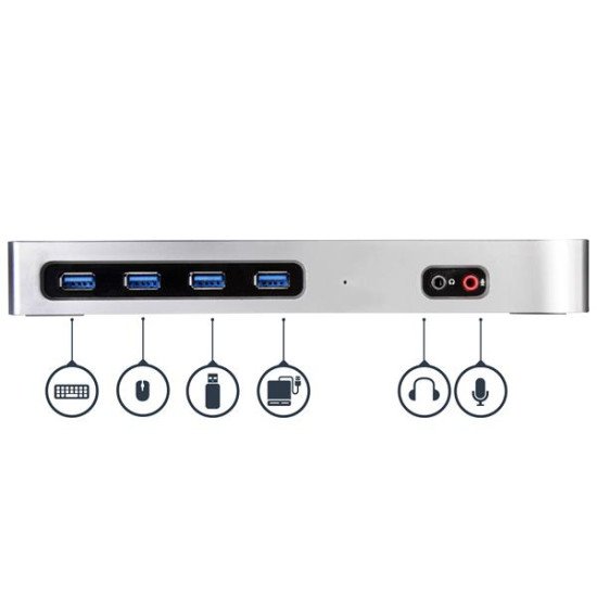 StarTech.com Station d'accueil PC double affichage 4K - Double HDMI, double DP, ou HDMI et DP 60 Hz - USB-C/USB 3.0