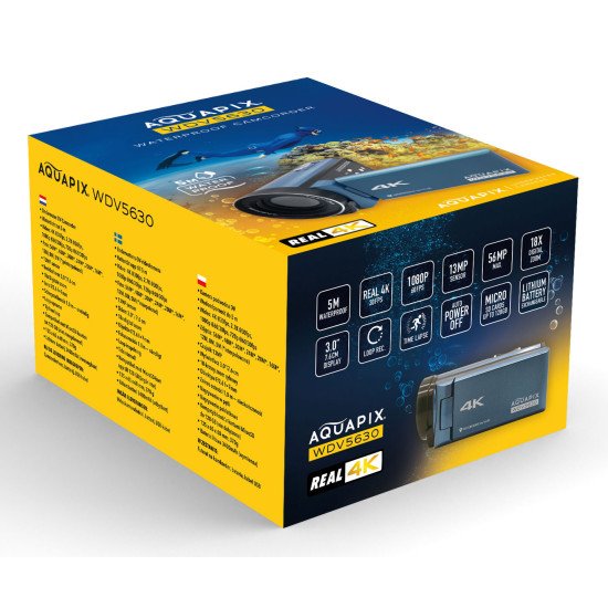 Aquapix WDV5630 Caméscope portatif 13 MP CMOS 4K Ultra HD Bleu, Gris Aquapix WDV5630 Caméscope portatif 13 MP CMOS 4K Ultra HD Bleu, Gris