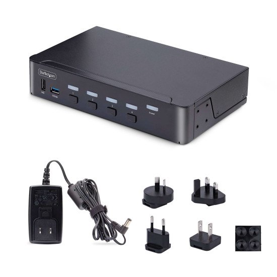 StarTech.com Switch KVM DisplayPort 4 Ports - 8K 60H/4K 144Hz, Écran Unique, DisplayPort 1.4, 2 Ports USB 3.0, 4x USB 2.0 HID, Commutateur KVM, Commutation par Bouton-Poussoir, Conforme TAA - Indépendant de l'OS StarTech.com Switch KVM DisplayPort 4 Ports - 8K 60H/4K 144Hz, Écran Unique, DisplayPort 1.4, 2 Ports USB 3.0, 4x USB 2.0 HID, Commutateur KVM, Commutation par Bouton-Poussoir, Conforme TAA - Indépendant de l'OS