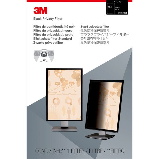 3M Filtre de confidentialité pour moniteur panoramique 21,5" Portrait