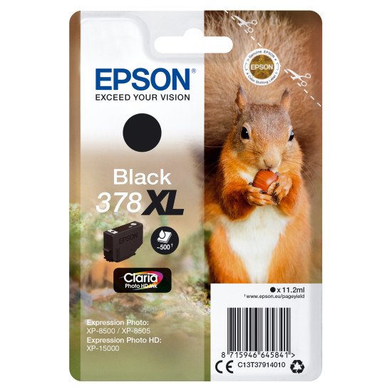 Epson Squirrel Singlepack Black 378XL Claria Photo HD Ink