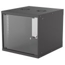 Intellinet Armoire réseau murale 19" (basique), 9U, profondeur 560 mm, noire, en kit, charge max. 50 kg, profondeur utile 500 mm, porte en verre, fixations murales non incluses