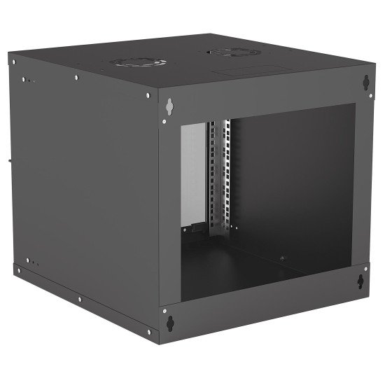 Intellinet Armoire réseau murale 19" (basique), 9U, profondeur 560 mm, noire, en kit, charge max. 50 kg, profondeur utile 500 mm, porte en verre, fixations murales non incluses