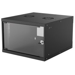 Intellinet Armoire réseau murale 19" (basique), 6U, profondeur 560 mm, noire, en kit, charge max. 50 kg, profondeur utile 500 mm, porte en verre, fixations murales non incluses