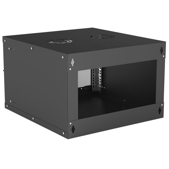 Intellinet Armoire réseau murale 19" (basique), 6U, profondeur 560 mm, noire, en kit, charge max. 50 kg, profondeur utile 500 mm, porte en verre, fixations murales non incluses