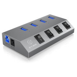 ICY BOX IB-HUB1405 USB 3.2 Gen 1 (3.1 Gen 1) Type-B 5000 Mbit/s Anthracite