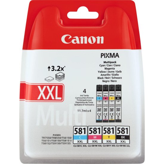 Canon CLI-581XXL cartouche d'encre original Noir, Cyan, Magenta, Jaune Multipack 