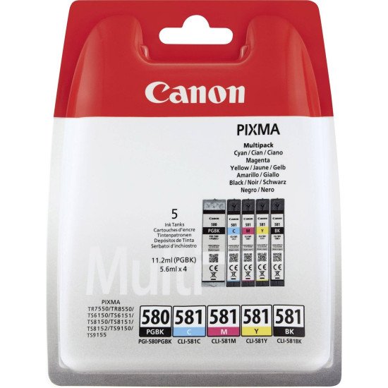 Canon PGI-580/CLI-581 Original Noir, Cyan, Magenta, Jaune Multipack