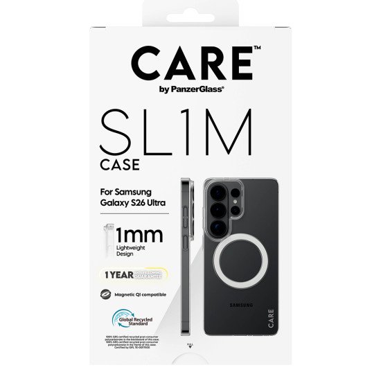 PanzerGlass CARE™ by ® SL1M Case Transparent w. Qi Samsung Galaxy S26 Ultra coque de protection pour téléphones portables 17,5 cm (6.9") Housse