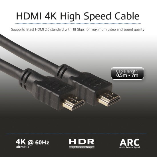 ACT AK3900 câble HDMI 0,5 m HDMI Type A (Standard) Noir