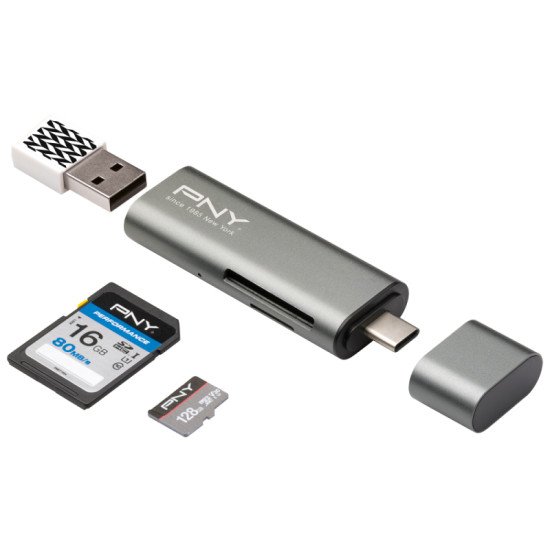 PNY R-TC-UA-3N1E01-RB lecteur de carte mémoire Métallique USB 3.0 (3.1 Gen 1) Type-C