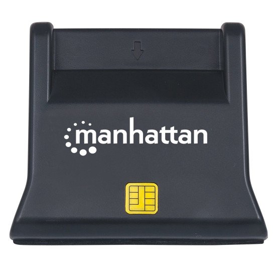 Manhattan Lecteur de cartes à puce/SIM USB-A, 480 Mbps (USB 2.0), design vertical de bureau, fente d'insertion à friction, câble de 86 cm, noir, garantie de 3 ans