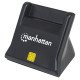 Manhattan Lecteur de cartes à puce/SIM USB-A, 480 Mbps (USB 2.0), design vertical de bureau, fente d'insertion à friction, câble de 86 cm, noir, garantie de 3 ans