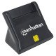 Manhattan Lecteur de cartes à puce/SIM USB-A, 480 Mbps (USB 2.0), design vertical de bureau, fente d'insertion à friction, câble de 86 cm, noir, garantie de 3 ans