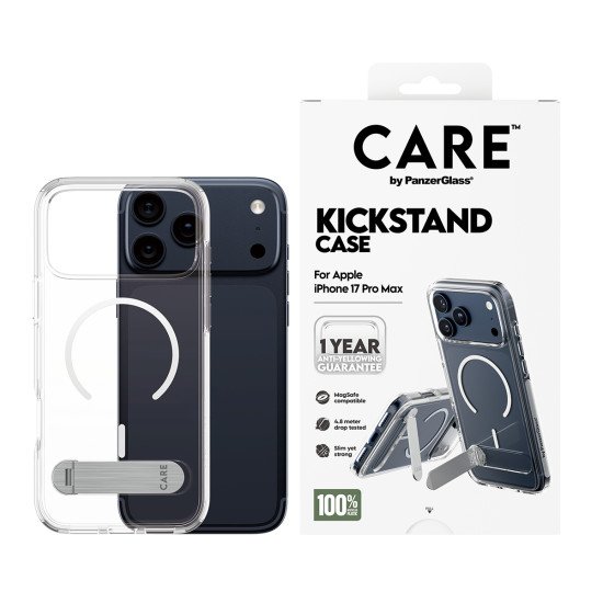 PanzerGlass CARE by ® Feature Case Transparent w. Kickstand & MagSafe iPhone 17 Pro Max coque de protection pour téléphones portables Housse PanzerGlass CARE by ® Feature Case Transparent w. Kickstand & MagSafe iPhone 17 Pro Max coque de protection pour téléphones portables Housse
