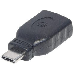 Manhattan Adaptateur USB-C vers USB-A, mâle vers femelle, 5 Gbit/s (USB 3.2 Gen 1 / USB 3.0), noir, garantie à vie, équivalent à USB31CAADG