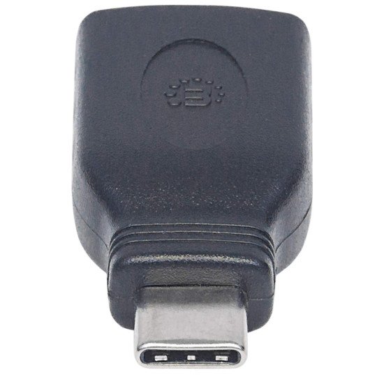 Manhattan Adaptateur USB-C vers USB-A, mâle vers femelle, 5 Gbit/s (USB 3.2 Gen 1 / USB 3.0), noir, garantie à vie, équivalent à USB31CAADG