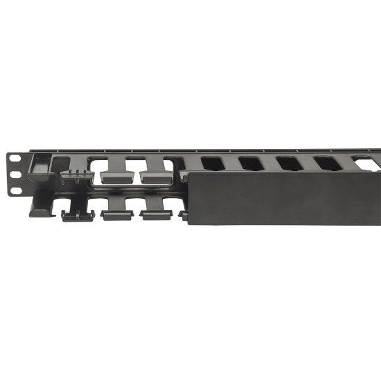 Intellinet Panneau de gestion des câbles 19", 1U, avec capot, noir