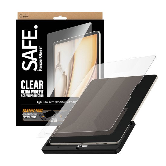 PanzerGlass SAFE. by ® Screen Protector iPad Air 13" (2024-2026) | Pro 13" (2024-2025) | Ultra-Wide Fit w. Fastfit tool Protection d'écran transparent Apple 1 pièce(s)