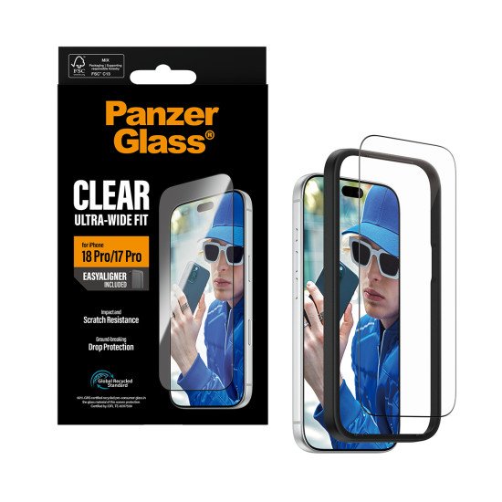 PanzerGlass ® Screen Protector iPhone 2026 Pro | 17 Pro | Ultra-Wide Fit w. EasyAligner Protection d'écran transparent 1 pièce(s)