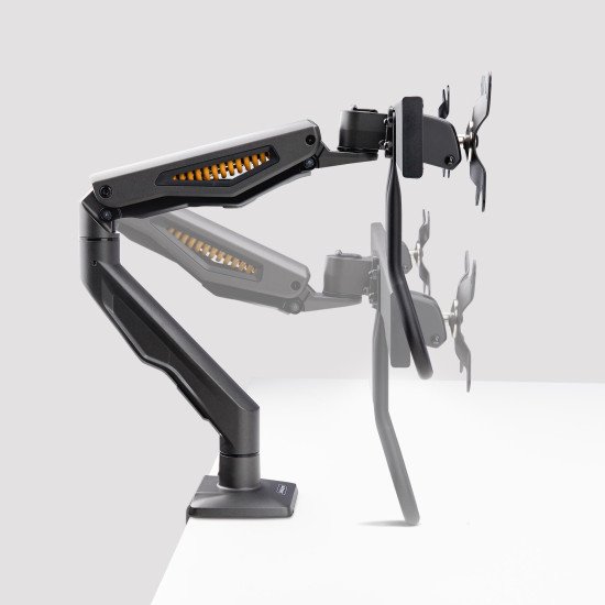 StarTech.com Bras pour Double Moniteur avec Barre Transversale, Écrans Jusqu'à 27", VESA 75x75/100x100, Max 15kg, Pince en C, Entièrement Articulé, Ressort Mécanique, TAA