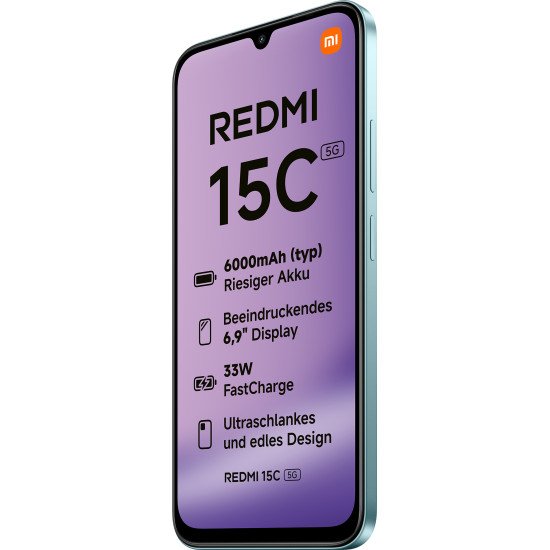 Xiaomi Redmi 15C 17,5 cm (6.9") 5G USB Type-C 4 Go 128 Go 6000 mAh Vert Xiaomi Redmi 15C 17,5 cm (6.9") 5G USB Type-C 4 Go 128 Go 6000 mAh Vert
